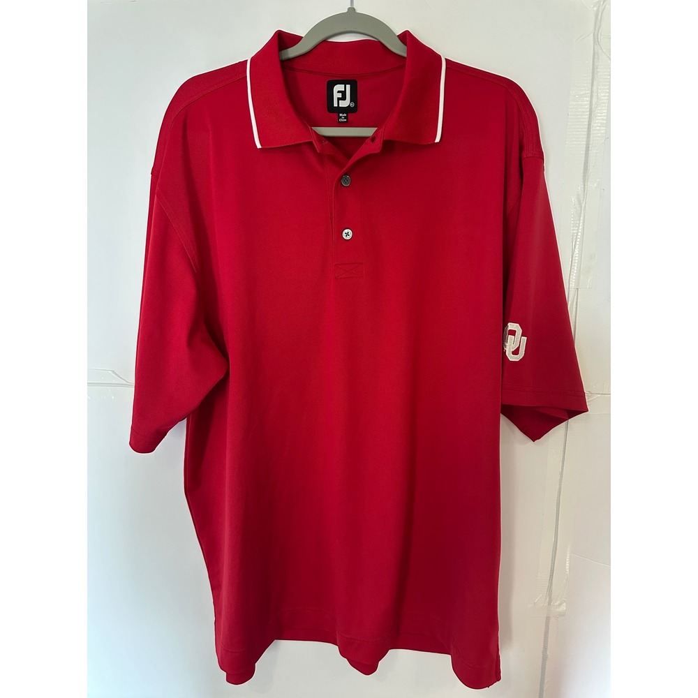 FootJoy FJ Oklahoma Sooners Red Golf Polo Shirt Mens XL